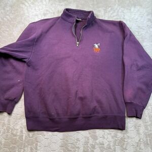 VTG Jerzees 1/4 Zip Sweatshirt Purple Super Sweats Sz Lg FADED Java Hut Tahoe‎